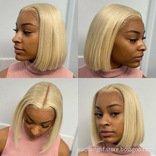 Bob Wig Human Hair Lace Front Wigs 613 Body Wave Virgin Front Wig Blonde Brazilian Hair Swiss Lace Remy Hair Silky Straight Wave